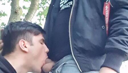 Gay Boys Having Risky Fun Outdoors - Wank Suck and Cum in Mouth