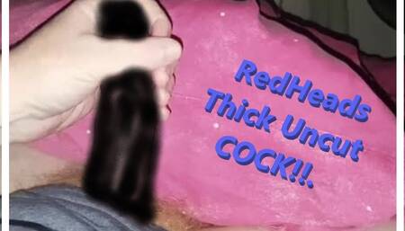 Watch this redhead guy's HUGE white cock slip between his wet palm till the cock Throbs with CUM