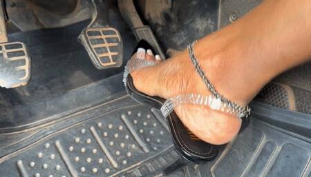 Cranking My STUBBORN Ass Old Car In Black Slingbacks