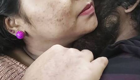 Vaishnavy and Sharun Raj hot soft romance, Mallu couple hot soft romance with boobs press and kiss, Step sister hot boobs kiss