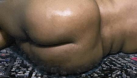 size comparsion -  Giantess MXDominion rests on a tiny city, giantess special effects, assfetish, female domination  1080