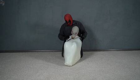 Special Agent vs Deadpool Bondage with a White Big Balloon Part 2