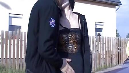 Dark-haired German babe drinks sperm after hot cock-riding session