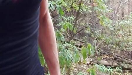 Lady in lingerie walks in the park). Closing of the summer hunting season! Cumshot!)