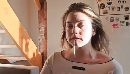 I Found My Stepsister Masturbating with Her Dildo and I Couldn't Help but Fill Her Mouth with Milk