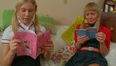 Couple of Hot Blonde Babes Evelyn and Sandra Enjoy to Have Some Spicy Lesbian Fun