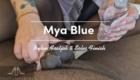 Mya Blue Nylon Footjob & Soles Finish