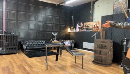 Lady Dark Angel - Ladies prep their slave for 200 strokes of the Cane