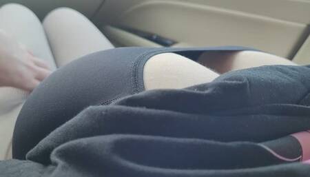 Grabbing Hot Big Boobs of Sexy Brunette in Black Top