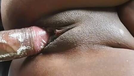 Dicking down ebony pussy till she creams on my big cock