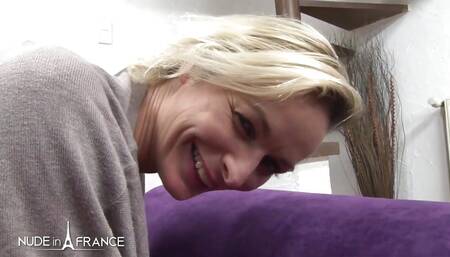 Casting couch of a small titted blonde milf getting banged by her boyfriend