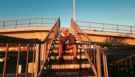 Getting My Dick Out on Some Steps Outside as Cars Pass by