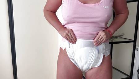 Girl Peeing in Diaper