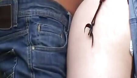 Beautiful brunette German babe fucked in the backyard