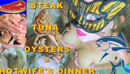 Oysters Beef steak canned Tuna Hotwife Pussy masturbation