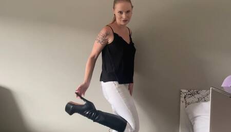 Dirtier than ever! Totally kinky denim boot piss!