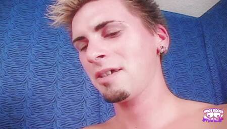 Spanking the Ass After a Great Riding of the Slutty Blonde on the Guys Cock