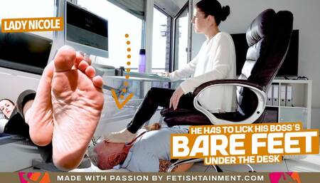 He has to lick my feet under the desk! ( Foot Domination with Lady Nicole ) - FULL HD wmv