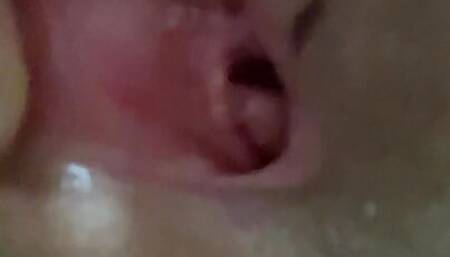 Extra close-up zoomed wet pink pussy masturbating. Virgin college girl. Wet sounds