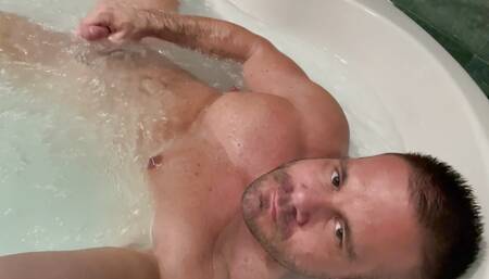 Taking a Bath in a Jacuzzi and Jerking My Cock