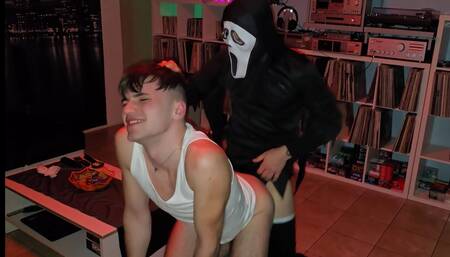 A Bare Halloween Surprise Fuck for a Cute Bottom Gay Boy