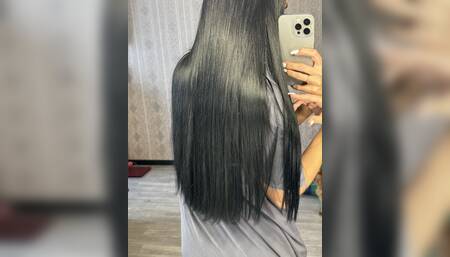 I'm reading a book and Jack is playing with my long, silky hair