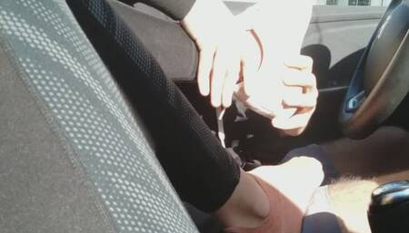 Car sneakers and foot worship (amateur)