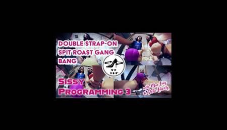 Sissy Programming 3 Double Strap-On Spit Roast Gang Bang with Mae Ling and Stella Liberty - virtual pegging, cbt, double domiantion, femdom pov - VR