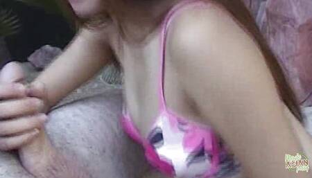 Lusty Asian Hottie Angela Loves Playing with Cock in the Outdoor