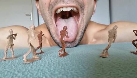 Army of tiny men try to take on a giant