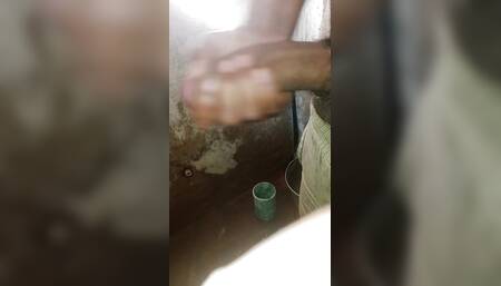 White big desi hit fist while latrine in toilet