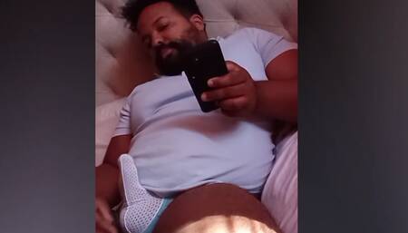 Daddy Bear Plays with Covered Cock on Live