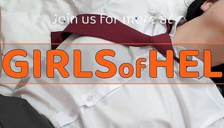 Flame Hel ties up and gags his cute Asian stepdaughter with panties - real intimate sex