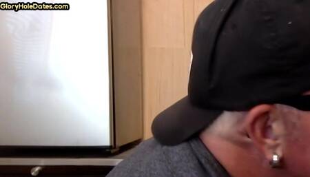 Real gloryhole DILF gets fucked in ass in homemade closeup