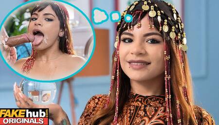 FAKEhub - Tiny little latina palm reader sees COCK in her future!