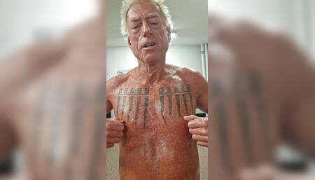 More locker room fun with some oil and my dildos