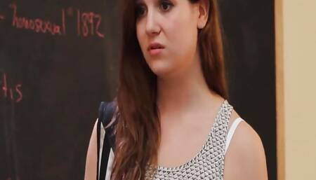 Tattooed Teacher Plays with Her Student and Fists Her Bush in the Classroom