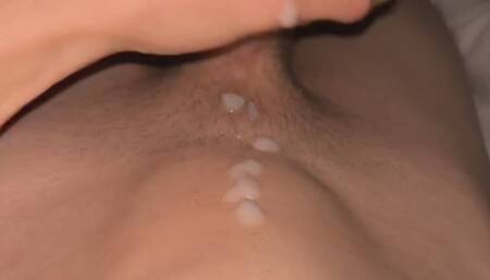 Teen 18+ cumming on his hot abs sixpack while moaning