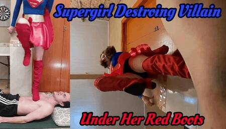 #68 Beatriz as Supergirl Destroing Villain Under Her Red Boots