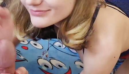 Super Horny Blonde Girlfriend Taking My Dick in Her Pussy and Ass