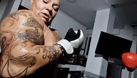 huge fbb big muscle nude pecs huge massive sized start boxing punches rude alpha big pussy muscle wife intimidating you