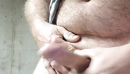 Stroking my cock and cumming for you.