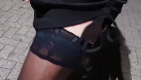 Heels in hold-ups and foxtail plugs, and I piss in the thong