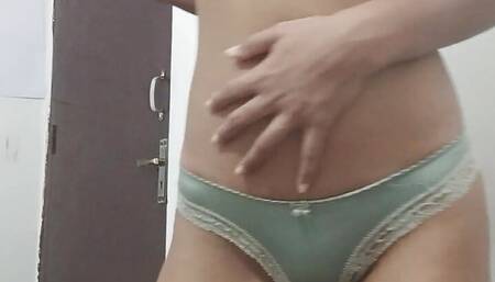 Creamy creampie dripped into my panties so I could wear it