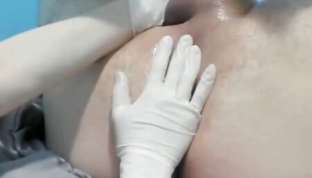 My submissive boyfriend is tied up and I control his tight ass and anus and his cock