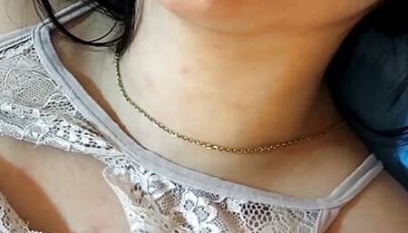Cathsomemath- Sexy Colombian seduces you while caressing and squeezing her huge breasts while masturbating her with her panties