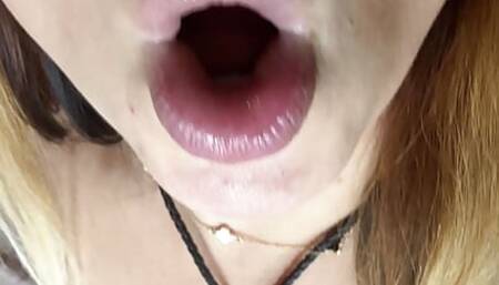 Bright and Hot Brunette Mouth Fetish