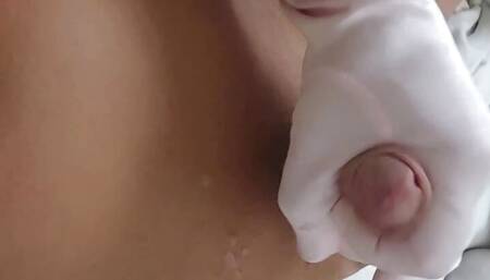 Ladyboy cum slut goes extreme noisy as she explode shooting her cum.