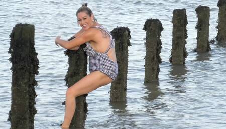 Naked MILF Skinny Dipping in the Sea.