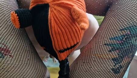 Deepthroat training for my masked man. Suck my strapon deeper